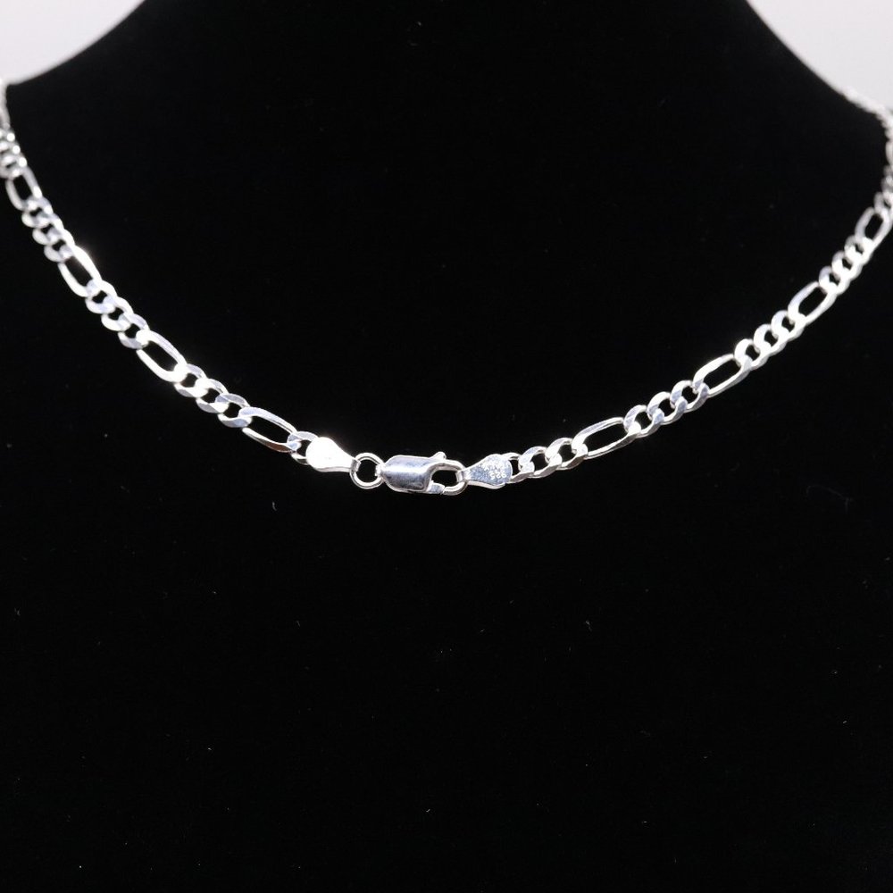 925 Sterling Silver Genuine Solid Figaro Link Cha… - image 3